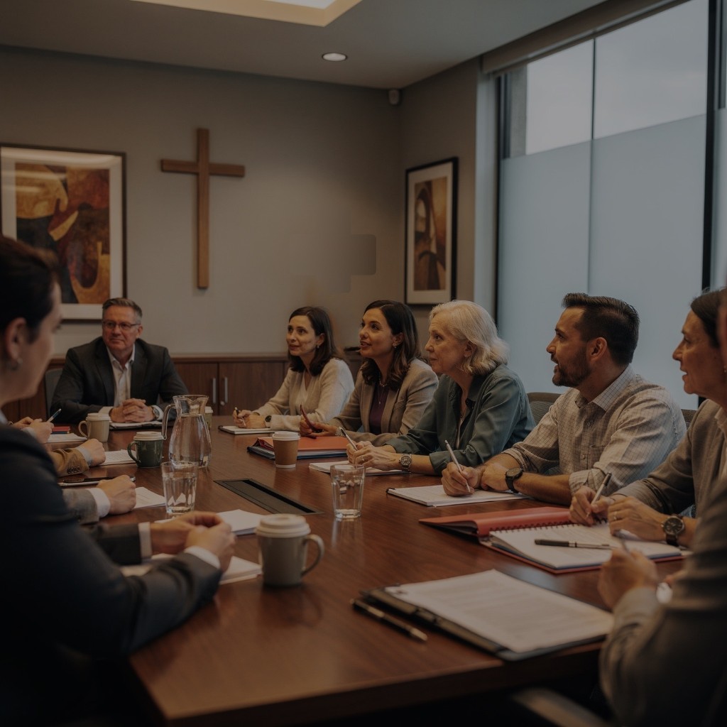 Dr. Hazeltine in a leadership meeting